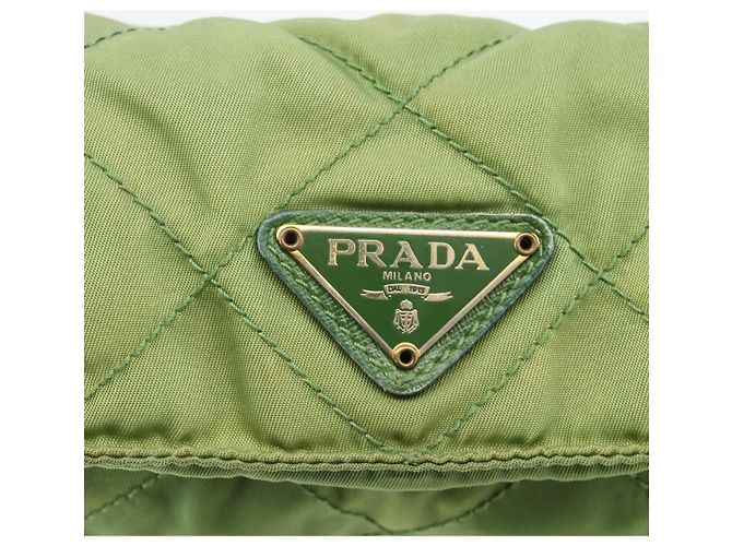 PRADA Chain Shoulder Bag Nylon Green Gold - vista 17