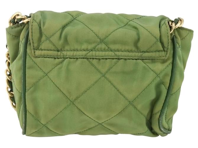 PRADA Chain Shoulder Bag Nylon Green Gold - vista 2