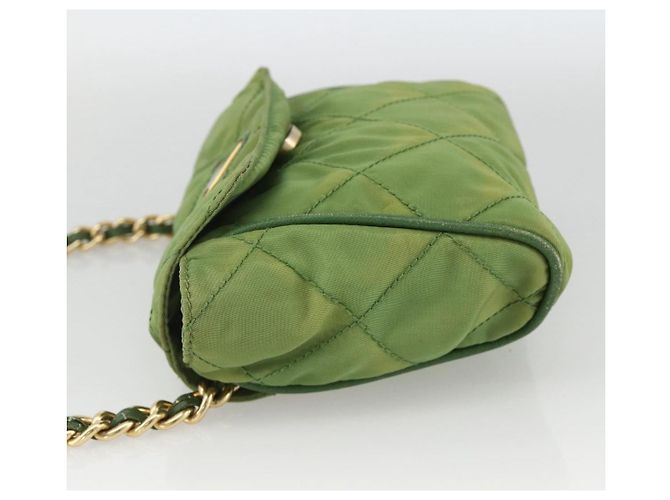 PRADA Chain Shoulder Bag Nylon Green Gold - vista 3