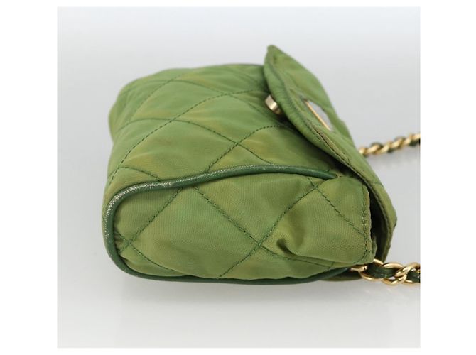 PRADA Chain Shoulder Bag Nylon Green Gold - vista 4