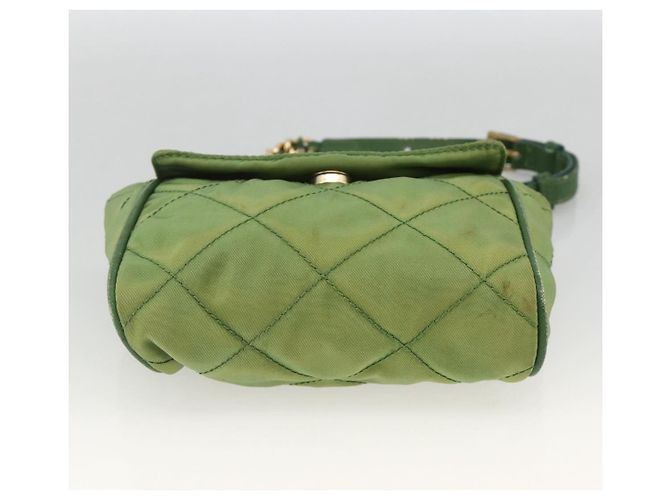PRADA Chain Shoulder Bag Nylon Green Gold - vista 5