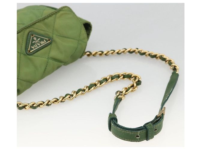 PRADA Chain Shoulder Bag Nylon Green Gold - vista 7
