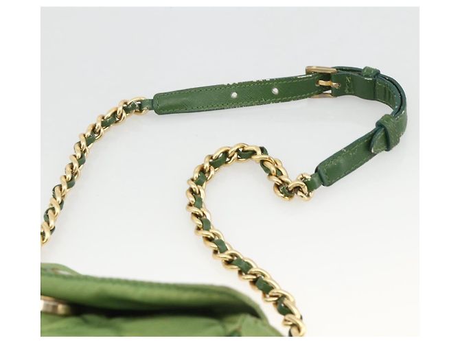 PRADA Chain Shoulder Bag Nylon Green Gold - vista 8