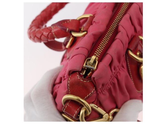PRADA Shoulder Bag Nylon Leather 2way Pink Gold - vista 10
