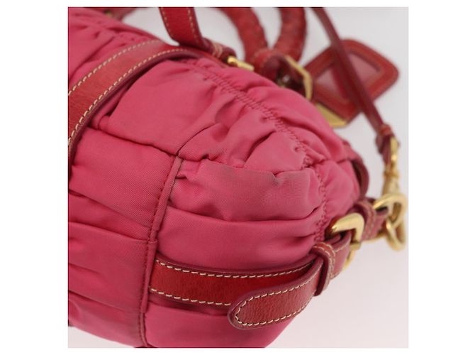 PRADA Shoulder Bag Nylon Leather 2way Pink Gold - vista 17