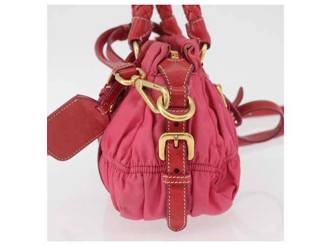 PRADA Shoulder Bag Nylon Leather 2way Pink Gold - vista 3