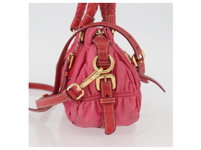 PRADA Shoulder Bag Nylon Leather 2way Pink Gold - vista 4