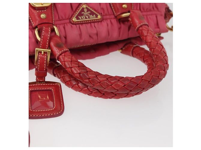 PRADA Shoulder Bag Nylon Leather 2way Pink Gold - vista 7
