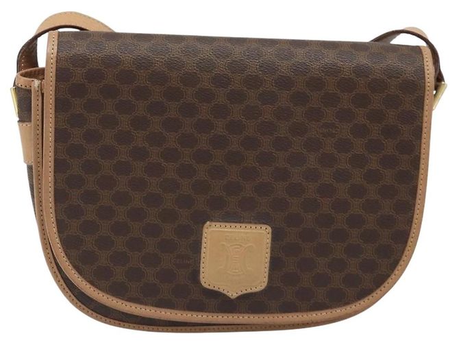 Céline CELINE Macadam Canvas Shoulder Bag PVC Leather Brown Gold - vista 2