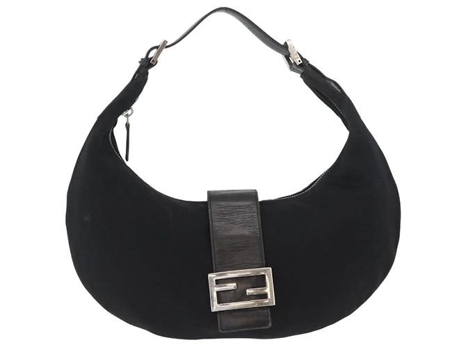 FENDI Mamma Baguette Shoulder Bag Nylon Black Silver - vista 13
