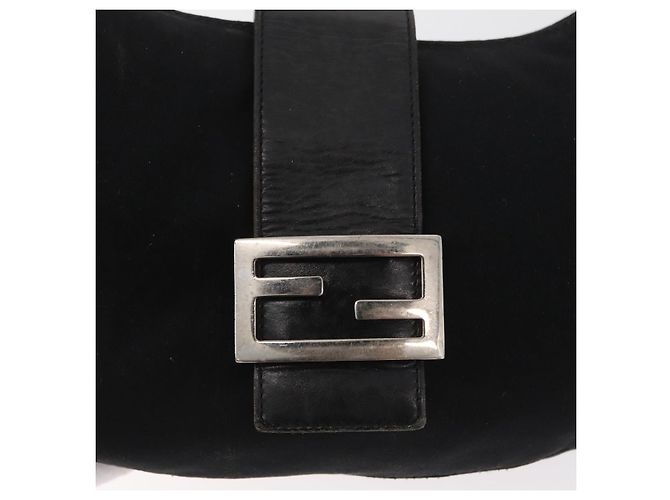 FENDI Mamma Baguette Shoulder Bag Nylon Black Silver - vista 19