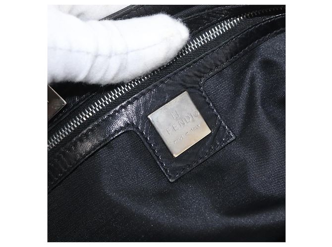 FENDI Mamma Baguette Shoulder Bag Nylon Black Silver - vista 20