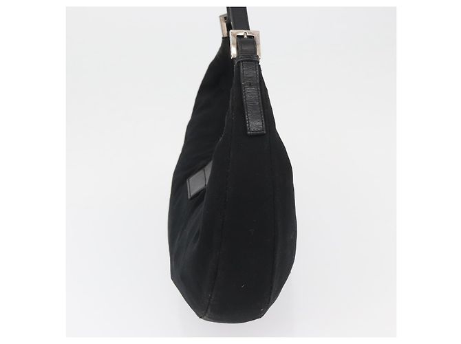 FENDI Mamma Baguette Shoulder Bag Nylon Black Silver - vista 4