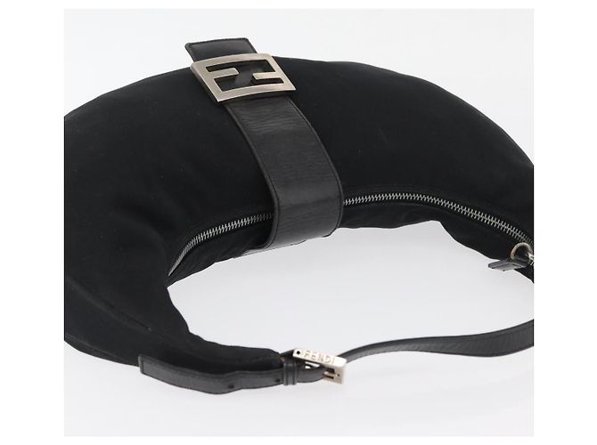 FENDI Mamma Baguette Shoulder Bag Nylon Black Silver - vista 6