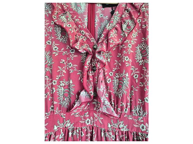 The Kooples Langes Kleid mit Blumenprint Pink Mehrfarben - Ansicht 4