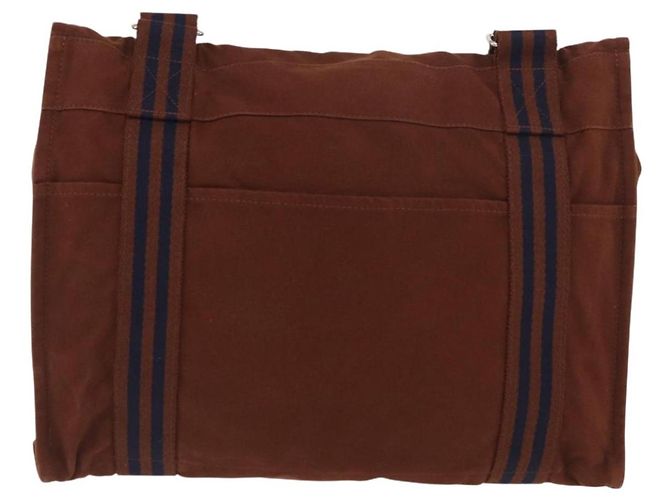 Hermès HERMES Fourre Tout Shoulder Bag Cotton Brown Silver - vista 2