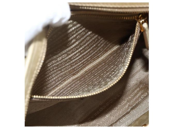 PRADA Hand Bag Leather 2way Beige Gold - vista 10