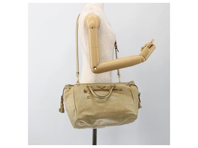 PRADA Hand Bag Leather 2way Beige Gold - vista 12