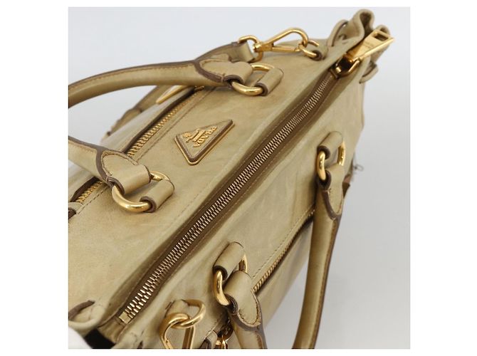 PRADA Hand Bag Leather 2way Beige Gold - vista 5