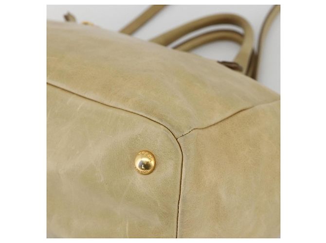 PRADA Hand Bag Leather 2way Beige Gold - vista 7