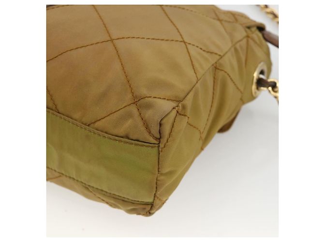 PRADA Chain Shoulder Bag Nylon Beige Gold - vista 12
