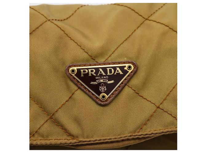 PRADA Chain Shoulder Bag Nylon Beige Gold - vista 14