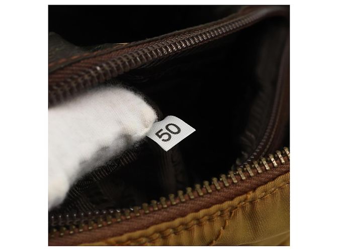 PRADA Chain Shoulder Bag Nylon Beige Gold - vista 23