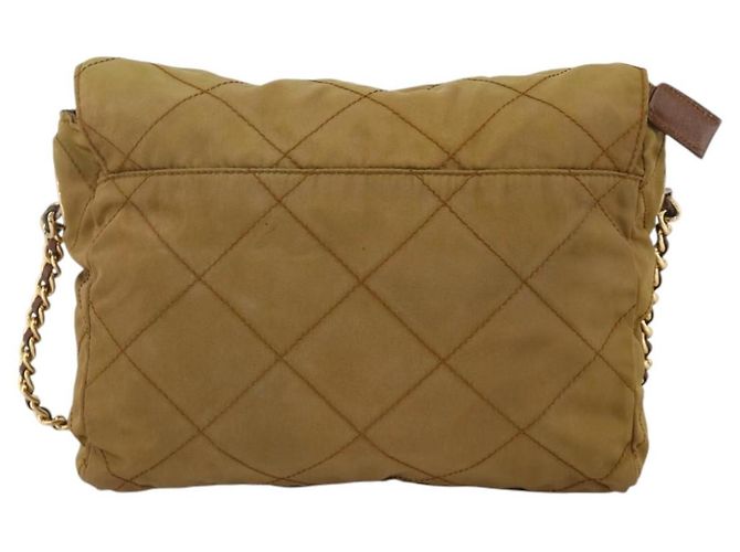 PRADA Chain Shoulder Bag Nylon Beige Gold - vista 3