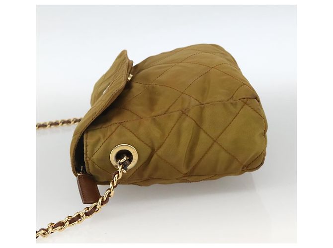 PRADA Chain Shoulder Bag Nylon Beige Gold - vista 4