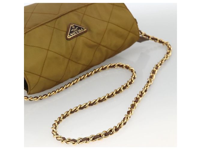 PRADA Chain Shoulder Bag Nylon Beige Gold - vista 7