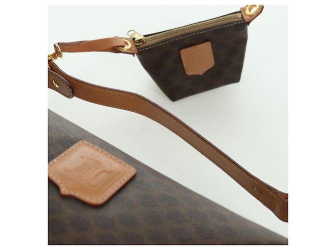 Céline CELINE Sac à main en toile Macadam PVC Cuir Marron Or - vue 14
