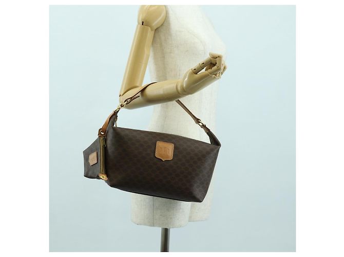 Céline CELINE Sac à main en toile Macadam PVC Cuir Marron Or - vue 27