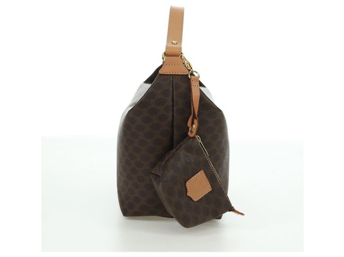 Céline CELINE Sac à main en toile Macadam PVC Cuir Marron Or - vue 4