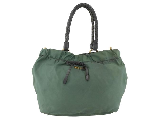 PRADA Hand Bag Nylon 2way Green Gold - vista 2