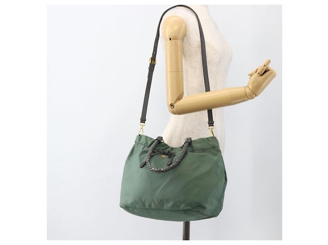 PRADA Hand Bag Nylon 2way Green Gold - vista 24