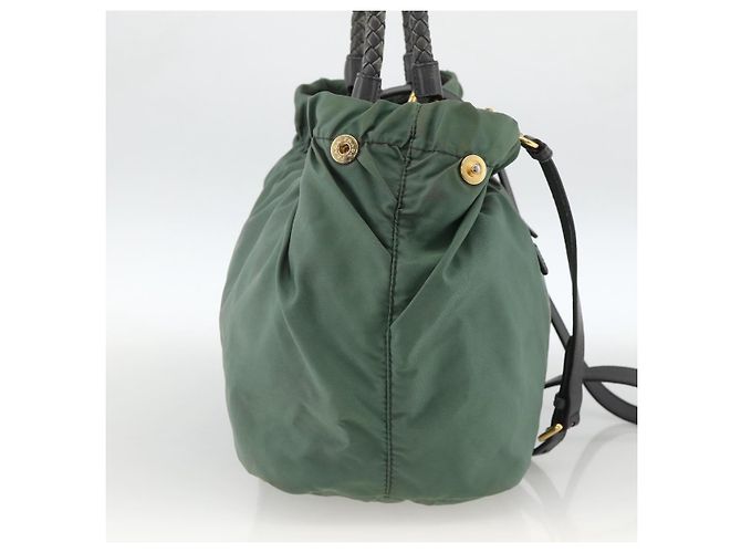 PRADA Hand Bag Nylon 2way Green Gold - vista 4