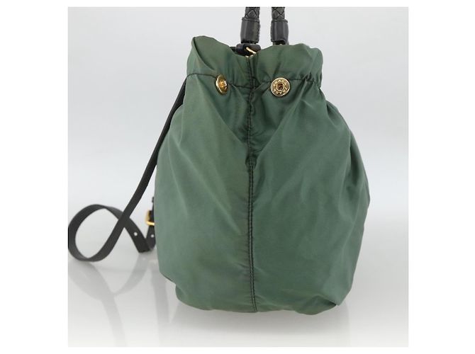 PRADA Hand Bag Nylon 2way Green Gold - vista 5