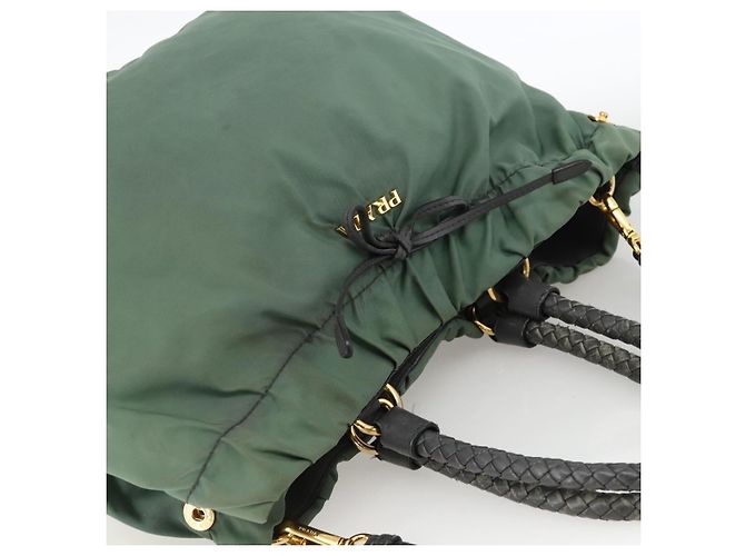 PRADA Hand Bag Nylon 2way Green Gold - vista 6