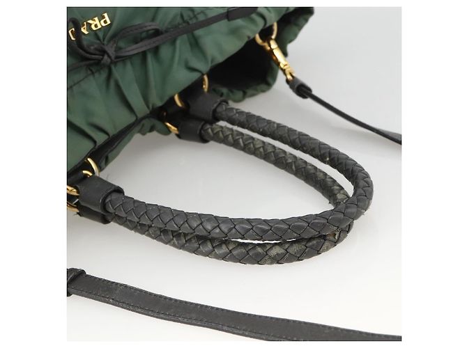 PRADA Hand Bag Nylon 2way Green Gold - vista 7