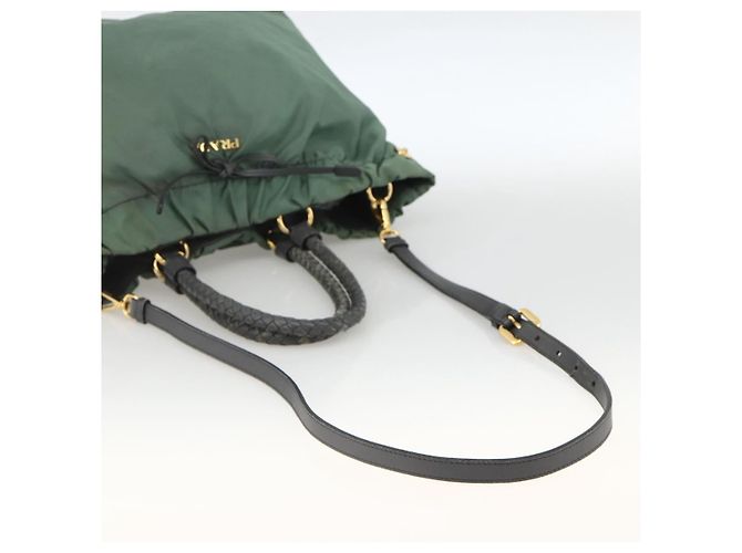 PRADA Hand Bag Nylon 2way Green Gold - vista 9