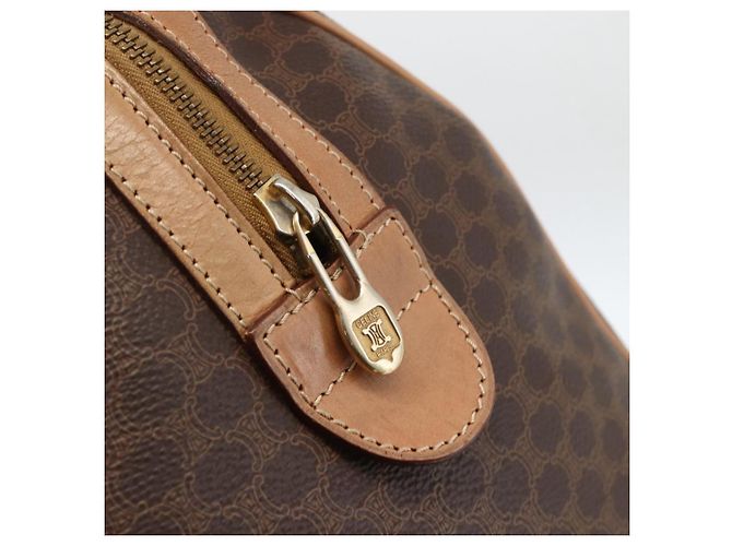 Céline CELINE Macadam Canvas Hand Bag PVC Leather Brown Gold - vista 10