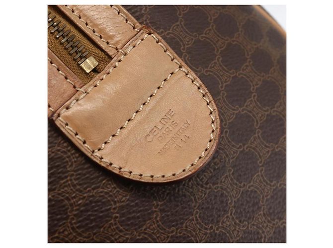 Céline CELINE Macadam Canvas Hand Bag PVC Leather Brown Gold - vista 12