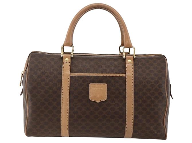 Céline CELINE Macadam Canvas Hand Bag PVC Leather Brown Gold - vista 13