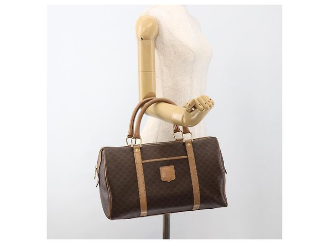 Céline CELINE Macadam Canvas Hand Bag PVC Leather Brown Gold - vista 21