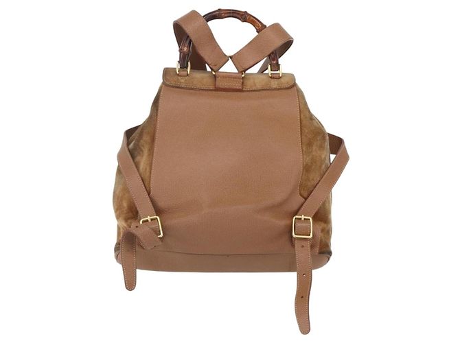 GUCCI Bamboo Backpack Suede Brown Gold 003 2058 0016 - vista 2