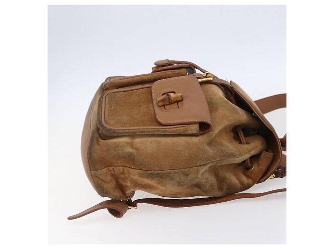 GUCCI Bamboo Backpack Suede Brown Gold 003 2058 0016 - vista 4