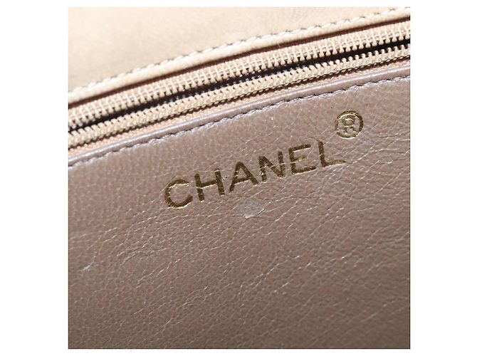 CHANEL Chain Shoulder Bag Lamb Skin Beige Gold CC - vista 18