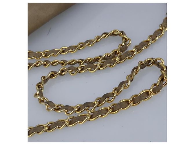 CHANEL Chain Shoulder Bag Lamb Skin Beige Gold CC - vista 7