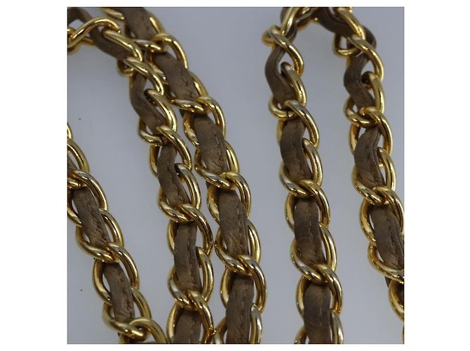 CHANEL Chain Shoulder Bag Lamb Skin Beige Gold CC - vista 8
