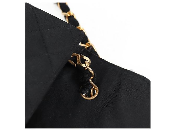 CHANEL Matelasse Chain Shoulder Bag Satin Black Gold CC - vista 18